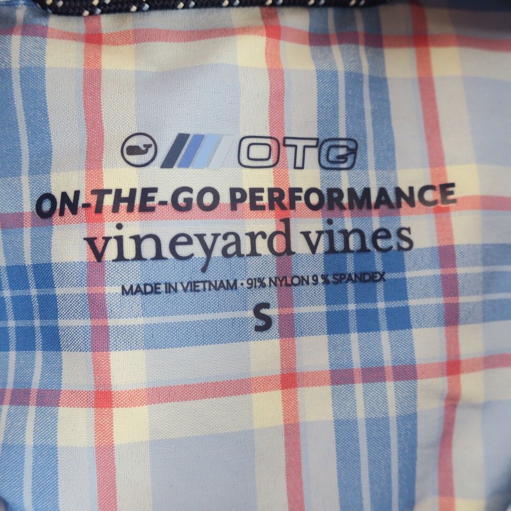 Vineyard Vines On the Go Performance Long Sleeve Button Up Shirt Mens S Blue Red - Picture 7 of 7